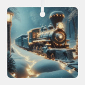 Ouderwetse kersttrein Winter Wonderland Metalen Ornament (Voorkant)