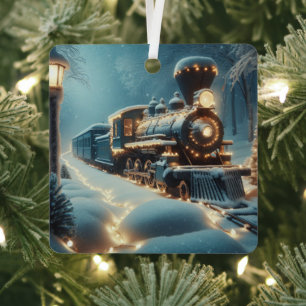 Ouderwetse kersttrein Winter Wonderland Metalen Ornament
