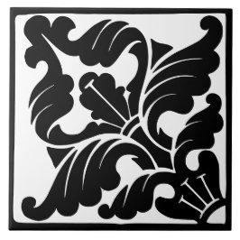 Ouderwetse klassieker: zwart-wit bloemmotief tegeltje