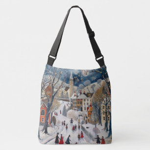 Ouderwetse Kleine Stad Kerstmis Crossbody Tas