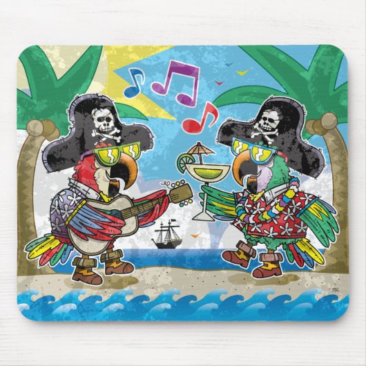 , ouderwetse, kleurrijke Muismat van Parrots!! (Voorkant)