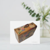 ouderwetse koffer met stickers briefkaart (Staand voorkant)
