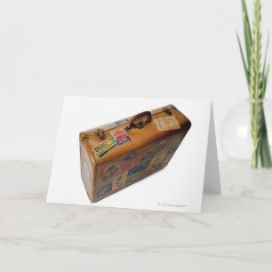 ouderwetse koffer met stickers kaart