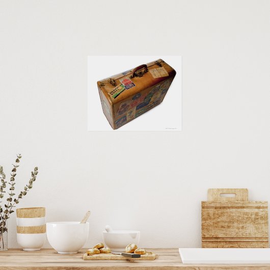 ouderwetse koffer met stickers poster (Keuken)