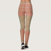 Ouderwetse koraal sagegroene ruittextuur leggings (Achterkant)