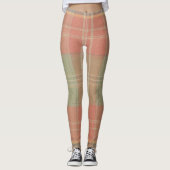 Ouderwetse koraal sagegroene ruittextuur leggings (Voorkant)