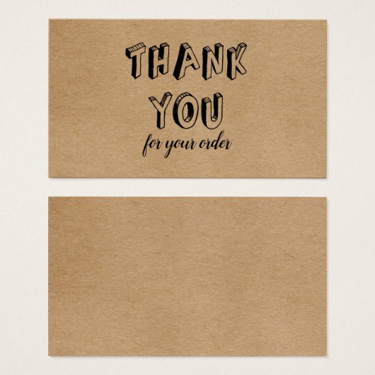 Ouderwetse Kraft Bedankt voor uw bestelling Visitekaartje (Voorkant /achterkant)