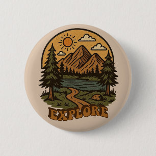 Ouderwetse/landelijke buitenactiviteiten natuur ve ronde button 5,7 cm
