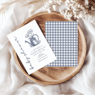 Ouderwetse landelijke charm plaid babyshower uitno kaart