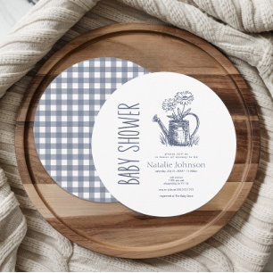 Ouderwetse landelijke charme ronde babyshower kaart