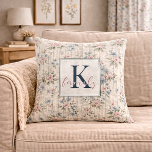 Ouderwetse Landelijke Shabby Chic Bloemen op Hout Kussen