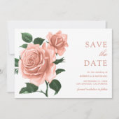 Ouderwetse Landelijke Stofachtige Perzikrozen Brui Save The Date (Voorkant)