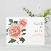 Ouderwetse Landelijke Stofachtige Perzikrozen Brui Save The Date (Staand voorkant)