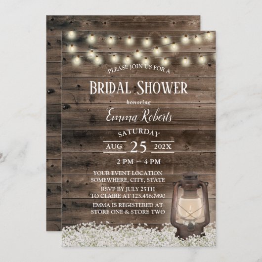 Ouderwetse lantaarn rustieke bloemenschuur bruidsd kaart (Voorkant / Achterkant)