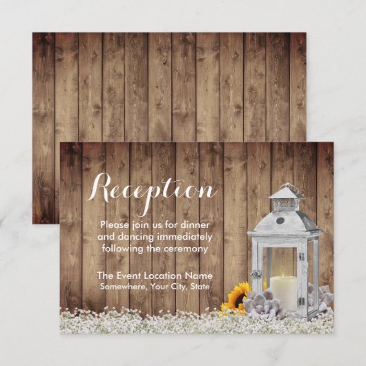 Ouderwetse Lantaarn Rustieke Bloemige Trouwrecepti Kaart (Voorkant / Achterkant)