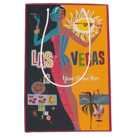 Ouderwetse Las Vegas Meisjesweekend Feestje Medium Cadeauzakje (Voorkant)