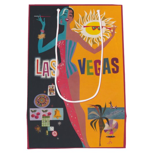 Ouderwetse Las Vegas Meisjesweekend Feestje Medium Cadeauzakje (Achterkant)