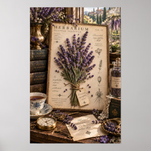 Ouderwetse lavendel herbarium naturalist wandkunst poster