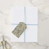 Ouderwetse levendig groen bloempatroon cadeaulabel (Met Touw)