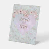 Ouderwetse Lichtblauwe Pioen Bruidsdouche Theepart Reclamebord Met Voetstuk (Voorkant)