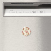 Ouderwetse lichtroze roos schriftpatroon magneet (Insitu (Vaatwasser))
