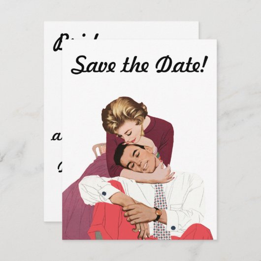 Ouderwetse Liefde en Romantiek, Jonggehuwden Bewaa Save The Date (Voorkant / Achterkant)