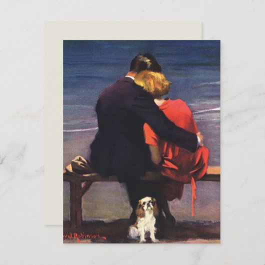 Ouderwetse liefde en romantiek op het strand uitno kaart (Voorkant / Achterkant)