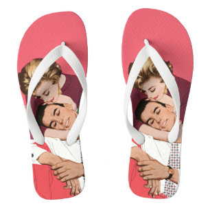 Ouderwetse liefde en romantiek, pasgetrouwden in r teenslippers