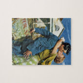 Ouderwetse liefde en romantiek pasgetrouwden kopen legpuzzel (Horizontaal)