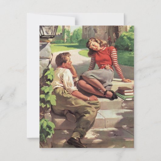 Ouderwetse liefde middelbare school-sweethearts Sa Save The Date (Voorkant)