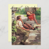 Ouderwetse liefde middelbare school-sweethearts Sa Save The Date (Voorkant / Achterkant)