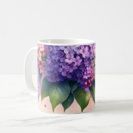 Ouderwetse Lilacs Floral Monogram Mok (Voorkant links)