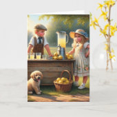 Ouderwetse limonade stand hebben een goede zomer kaart (Gele Bloem)