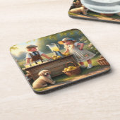 Ouderwetse limonade stand ouderwetse zomer bier onderzetter (Linkerzijde)