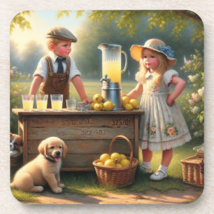 Ouderwetse limonade stand ouderwetse zomer bier onderzetter