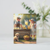 ouderwetse limonadekraam briefkaart (Staand voorkant)