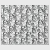 Ouderwetse lithografie Santa en rendier zwart Cadeaupapier (Vlak)