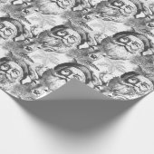 Ouderwetse lithografie Santa en rendier zwart Cadeaupapier (Hoek)