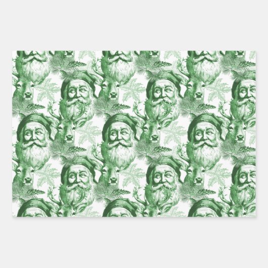 Ouderwetse lithografie Santa en rendieren Inpakpapier Vel (Voorkant 3)