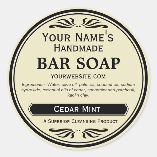Ouderwetse look handgemaakte zeep labels rond (Voorkant)