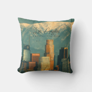 Ouderwetse Los Angeles Aquarel   Retro Californië Kussen