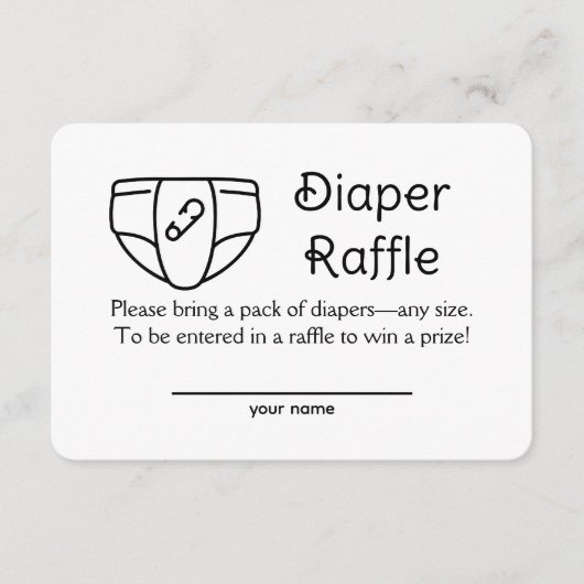 Ouderwetse luier Raffle Ticket Behuizing Kaart (Voorkant)