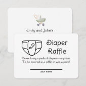 Ouderwetse luier Raffle Ticket Behuizing Kaart (Voorkant / Achterkant)