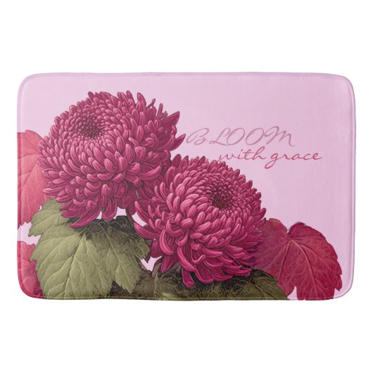Ouderwetse Magenta Chrysanthemum Bloei Badmat (Voorkant)