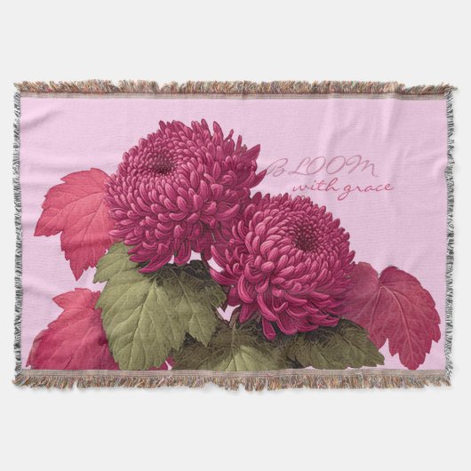 Ouderwetse Magenta Chrysanthemum Bloei Deken (Voorkant)