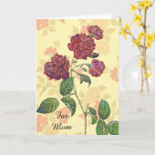 Ouderwetse magenta rozen Moederdag kaart (Gele Bloem)