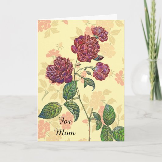 Ouderwetse Magenta Rozen Moederdagkaart Kaart (Voorkant)