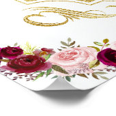 Ouderwetse Marsala Bloemrijke Welkom Op Onze Bruil Poster (Hoek)