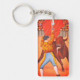 Ouderwetse Matador en Bull, Juarez, Mexico Sleutelhanger