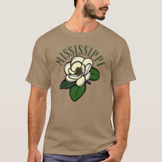 Ouderwetse Mississippi Magnolia Groen Tekst Staat T-shirt
